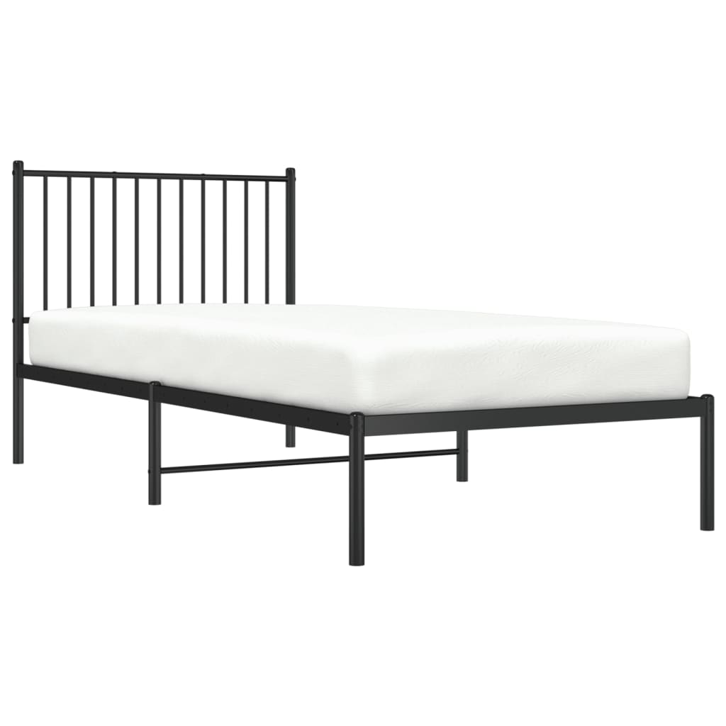 vidaXL Metal Bed Frame without Mattress with Headboard Black 90x200cm