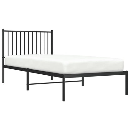vidaXL Metal Bed Frame without Mattress with Headboard Black 90x200cm