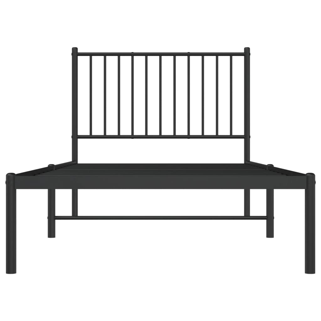 vidaXL Metal Bed Frame without Mattress with Headboard Black 90x200cm