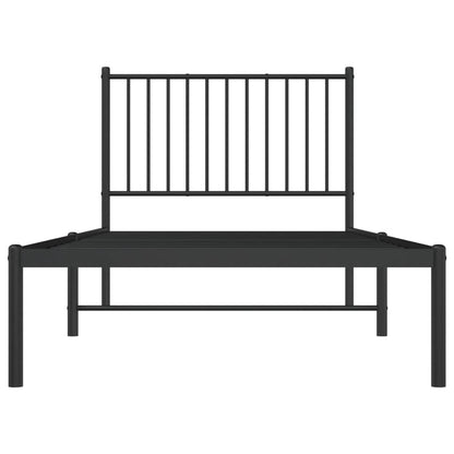 vidaXL Metal Bed Frame without Mattress with Headboard Black 90x200cm