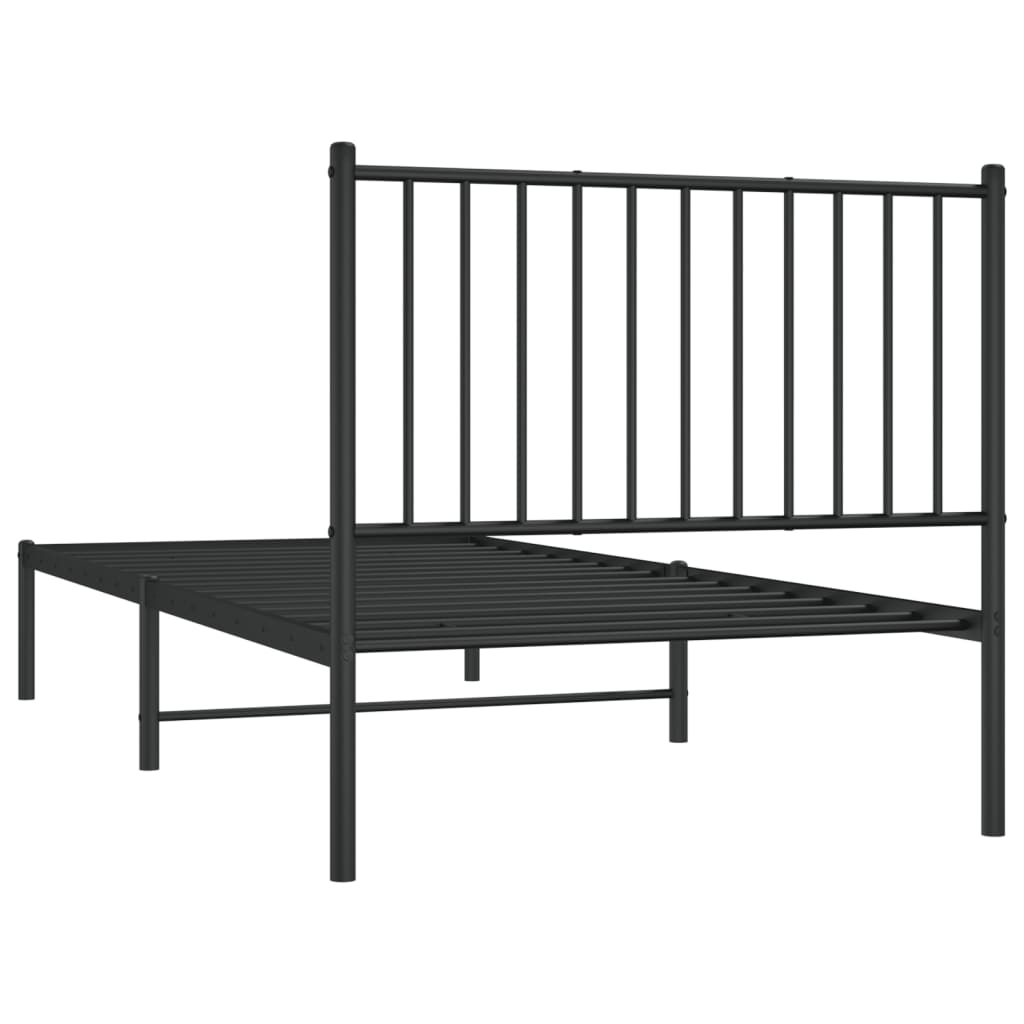 vidaXL Metal Bed Frame without Mattress with Headboard Black 90x200cm