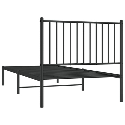 vidaXL Metal Bed Frame without Mattress with Headboard Black 90x200cm