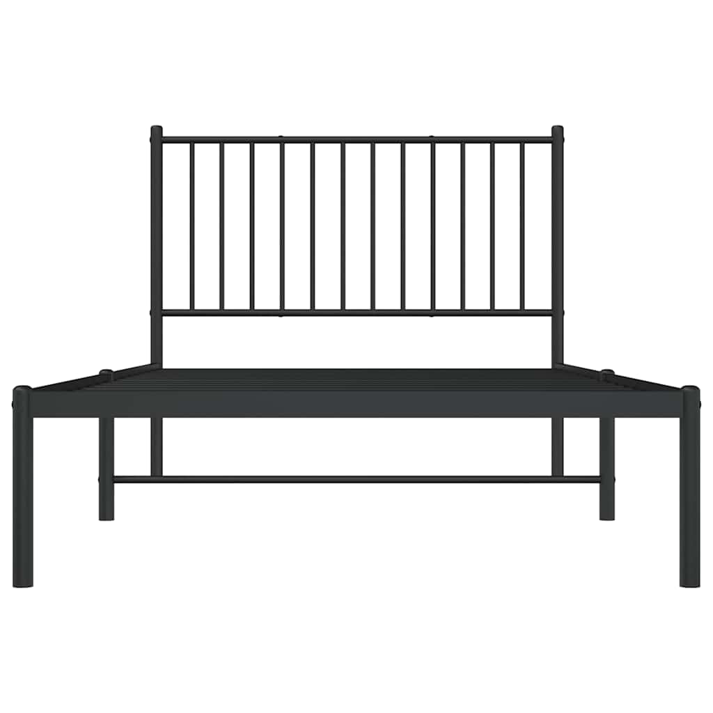 vidaXL Metal Bed Frame without Mattress with Headboard Black 100x190cm