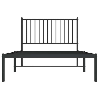 vidaXL Metal Bed Frame without Mattress with Headboard Black 100x190cm