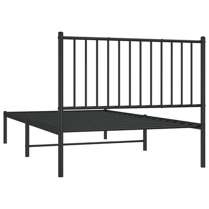 vidaXL Metal Bed Frame without Mattress with Headboard Black 100x190cm