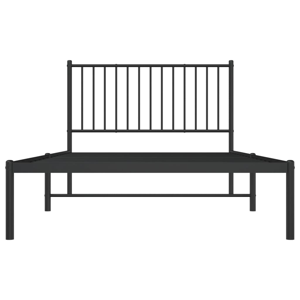 vidaXL Metal Bed Frame without Mattress with Headboard Black 107x203cm