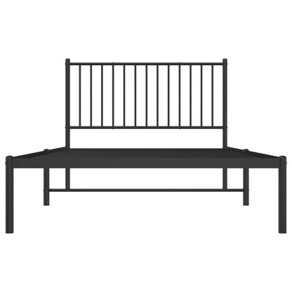 vidaXL Metal Bed Frame without Mattress with Headboard Black 107x203cm