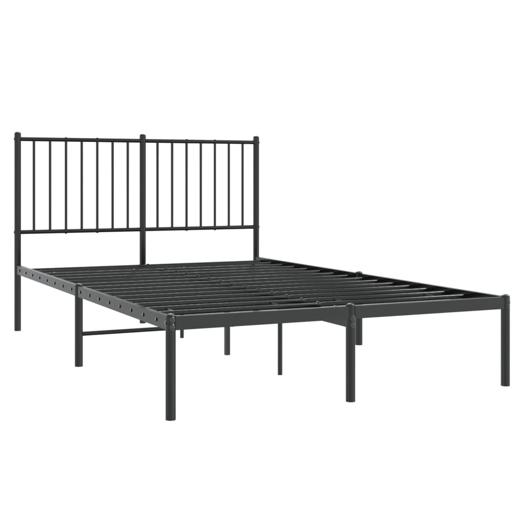 vidaXL Metal Bed Frame without Mattress with Headboard Black 120x200cm