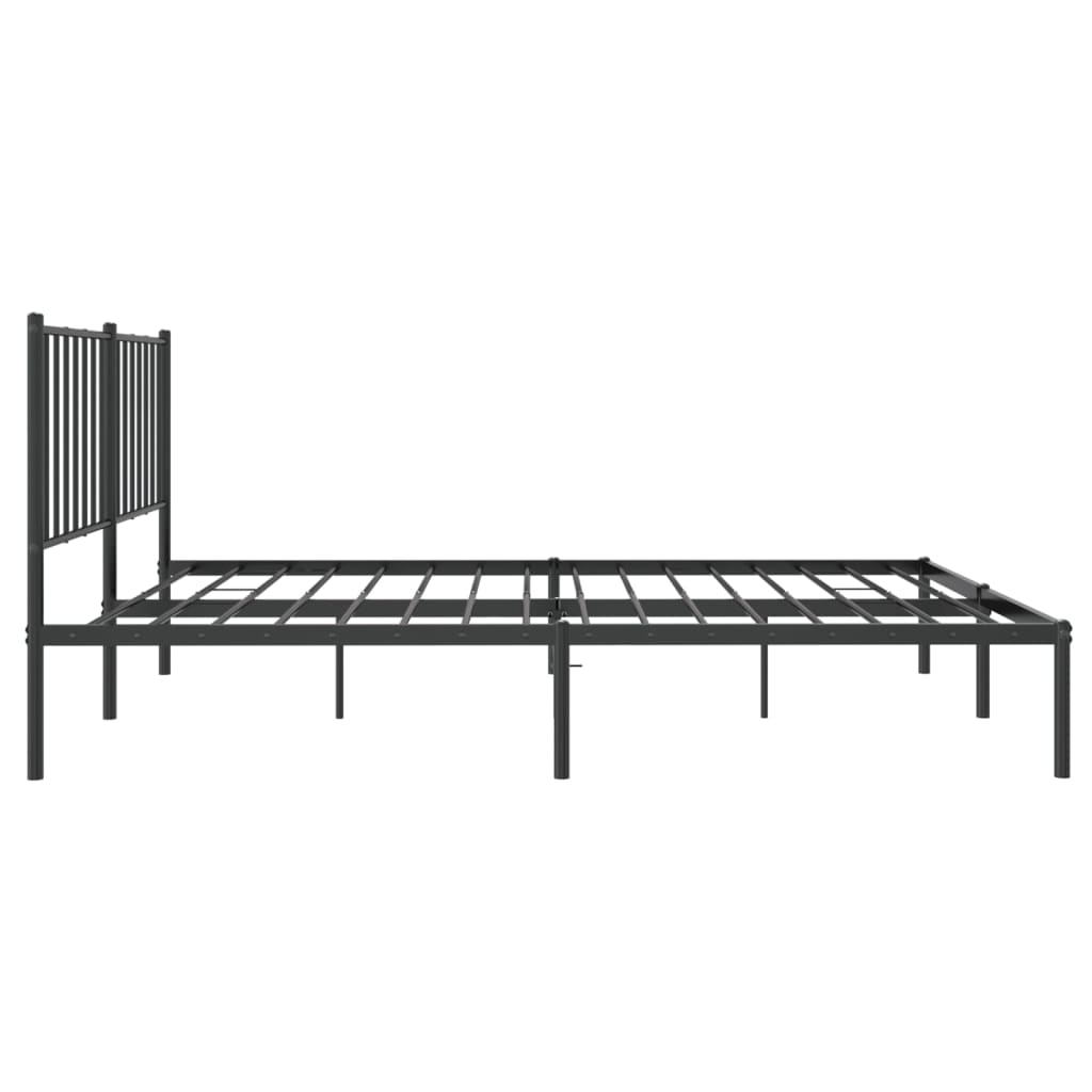 vidaXL Metal Bed Frame without Mattress with Headboard Black 120x200cm