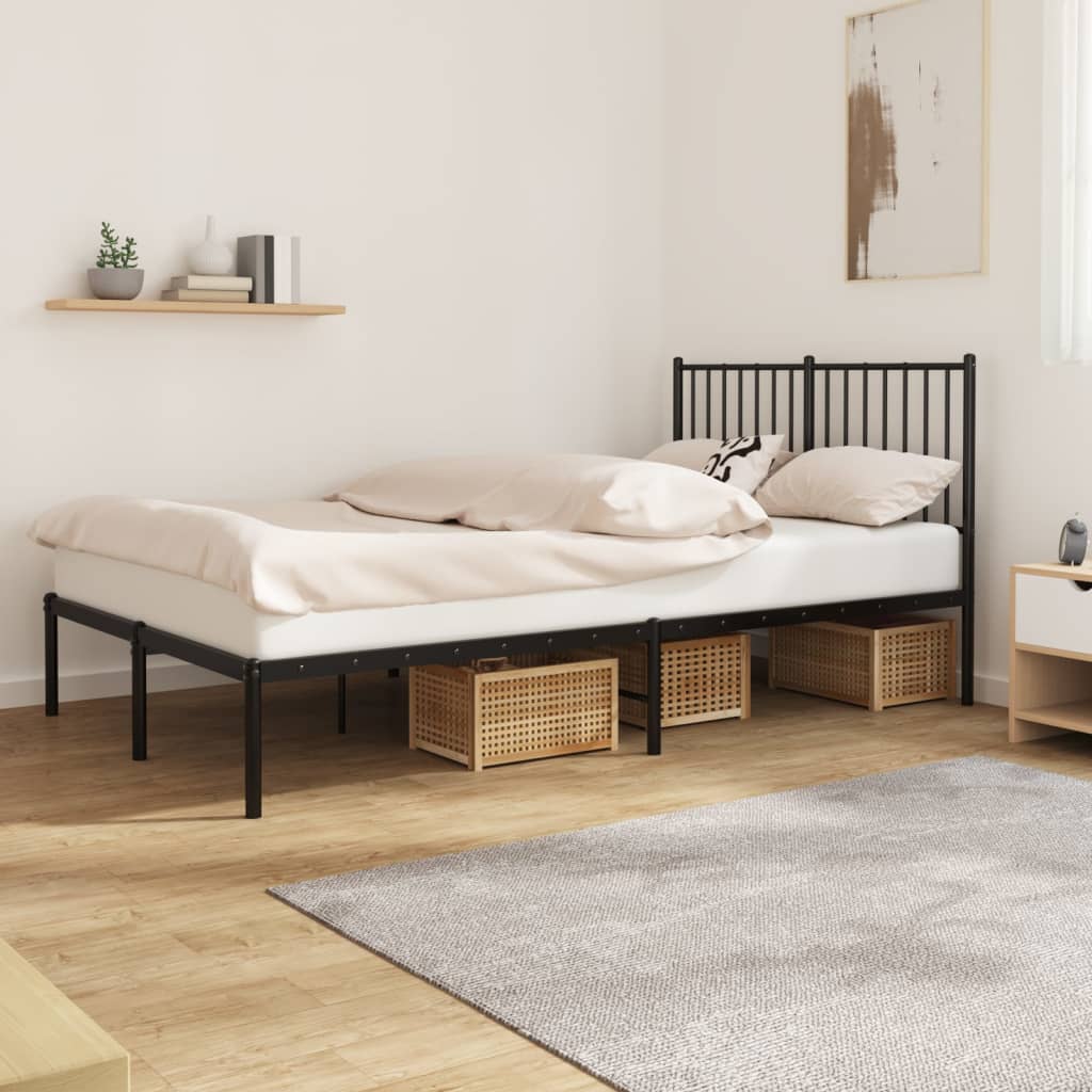 vidaXL Metal Bed Frame without Mattress with Headboard Black 120x200cm