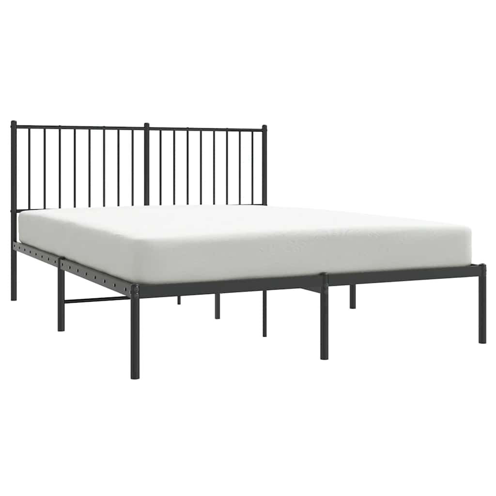 vidaXL Metal Bed Frame without Mattress with Headboard Black 135x190cm