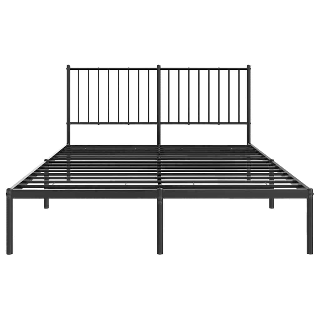 vidaXL Metal Bed Frame without Mattress with Headboard Black 135x190cm