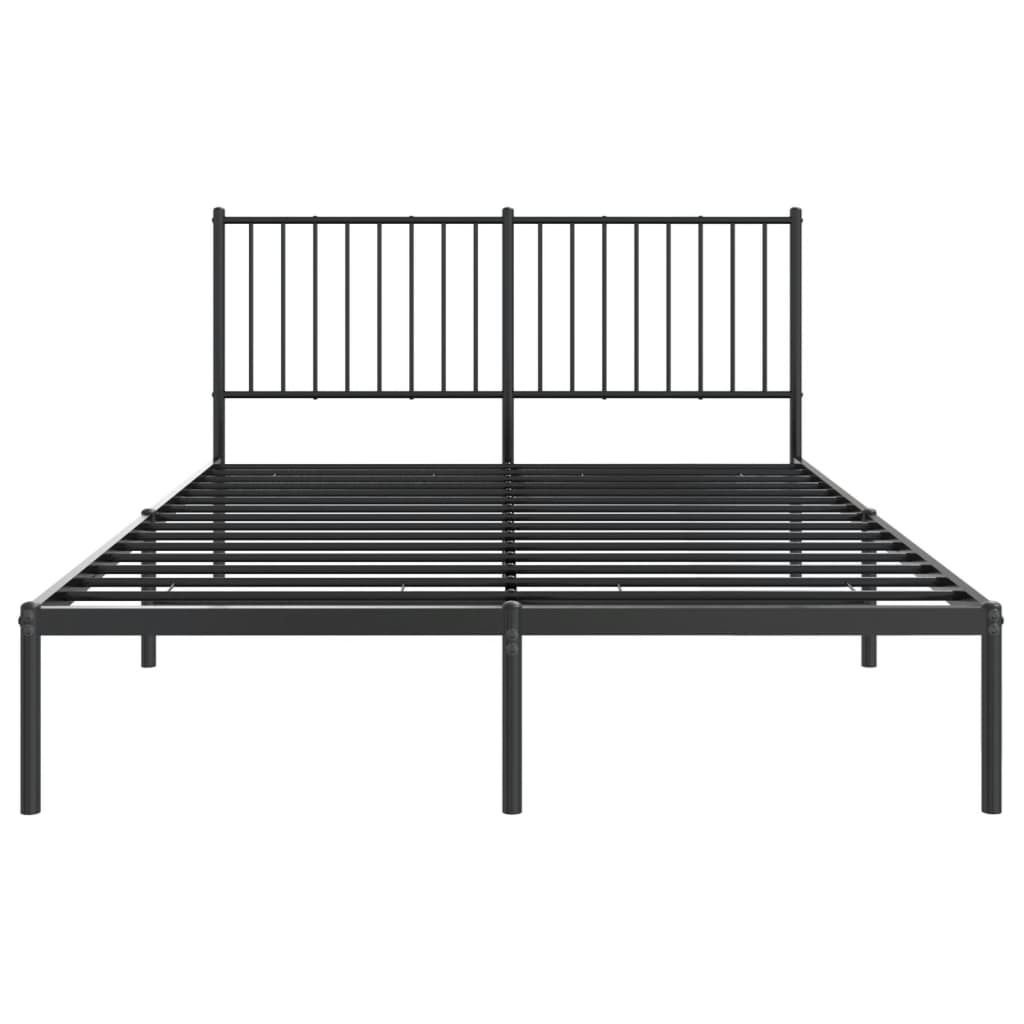 vidaXL Metal Bed Frame without Mattress with Headboard Black 140x190cm
