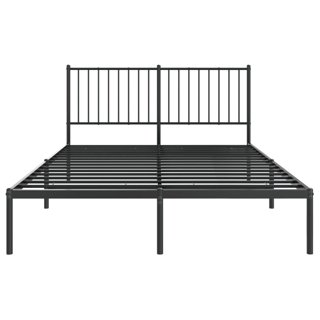 vidaXL Metal Bed Frame without Mattress with Headboard Black 140x200cm