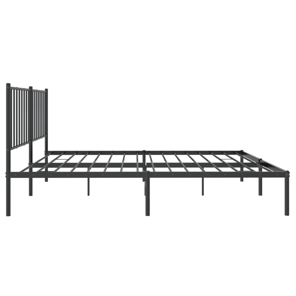 vidaXL Metal Bed Frame without Mattress with Headboard Black 140x200cm