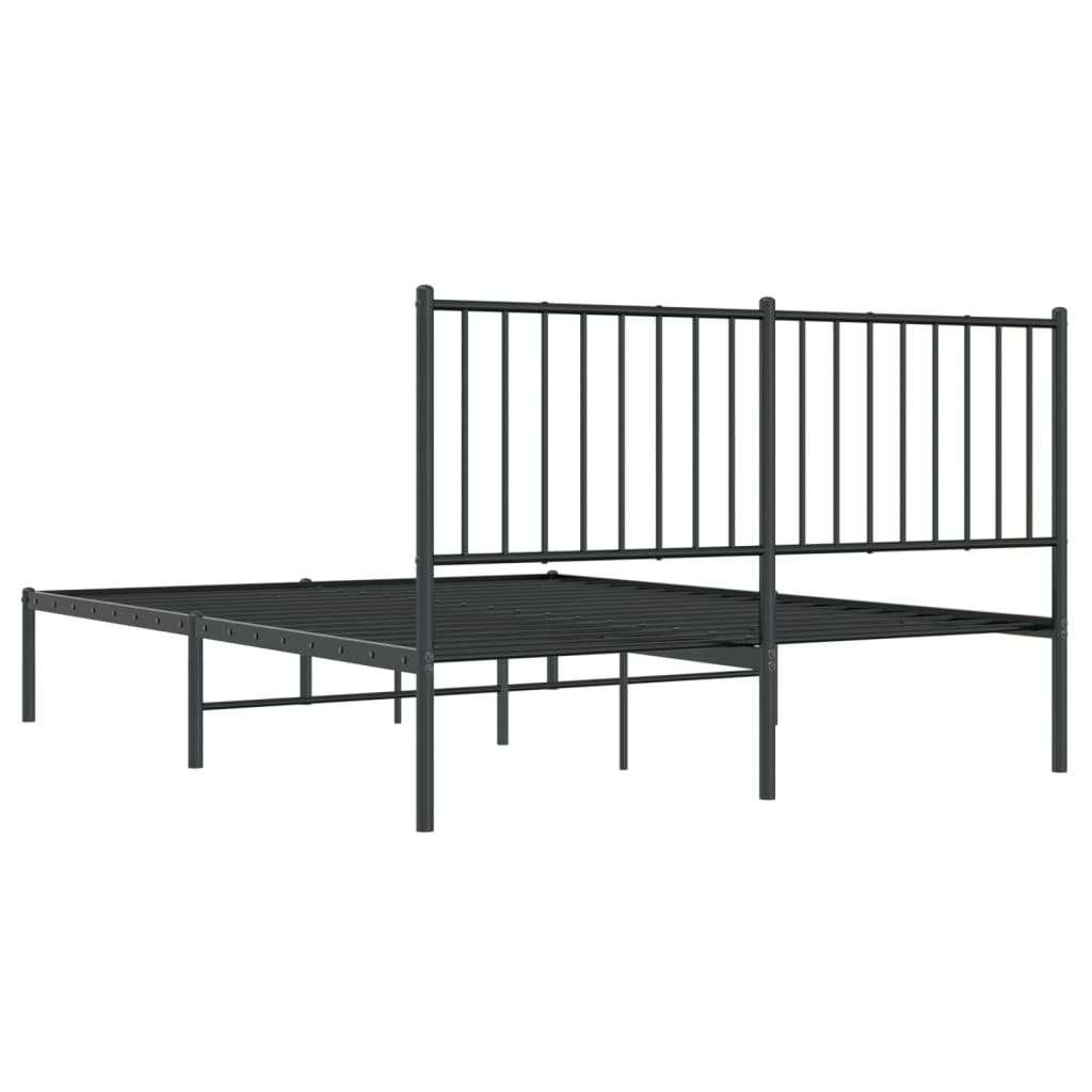 vidaXL Metal Bed Frame without Mattress with Headboard Black 140x200cm