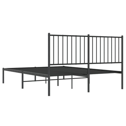 vidaXL Metal Bed Frame without Mattress with Headboard Black 140x200cm