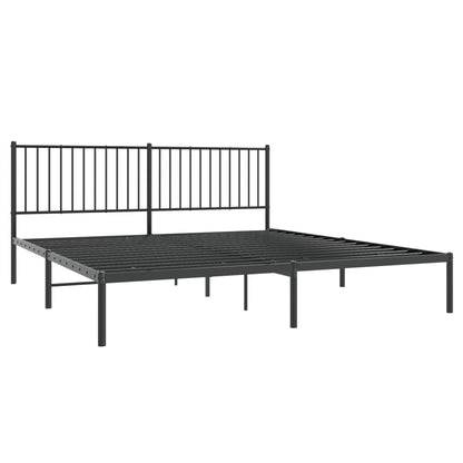 vidaXL Metal Bed Frame without Mattress with Headboard Black 180x200cm