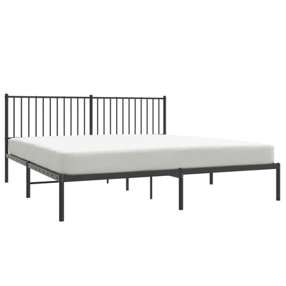 vidaXL Metal Bed Frame without Mattress with Headboard Black 180x200cm