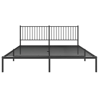 vidaXL Metal Bed Frame without Mattress with Headboard Black 180x200cm