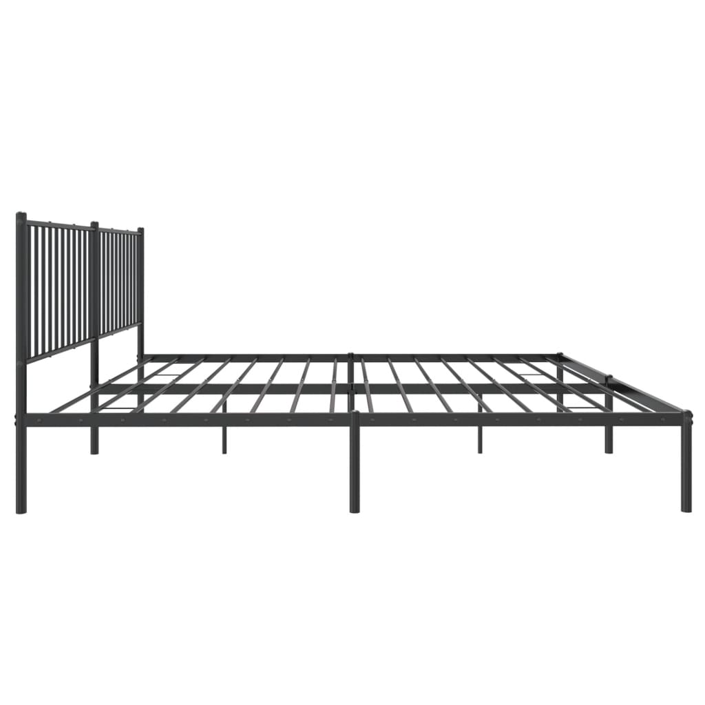 vidaXL Metal Bed Frame without Mattress with Headboard Black 180x200cm