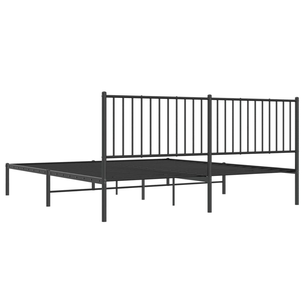 vidaXL Metal Bed Frame without Mattress with Headboard Black 180x200cm