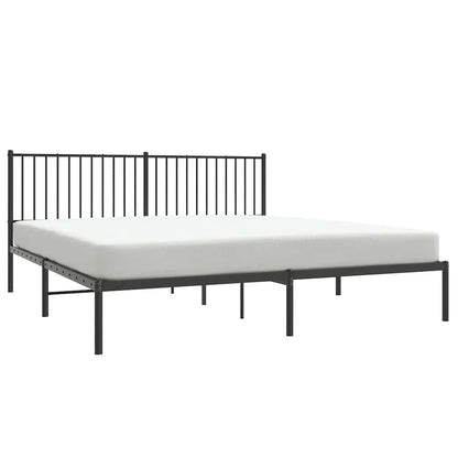 vidaXL Metal Bed Frame without Mattress with Headboard Black 183x213cm