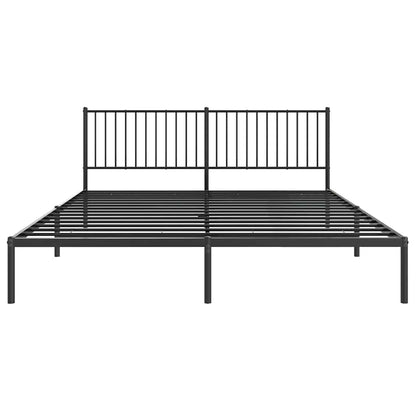 vidaXL Metal Bed Frame without Mattress with Headboard Black 183x213cm