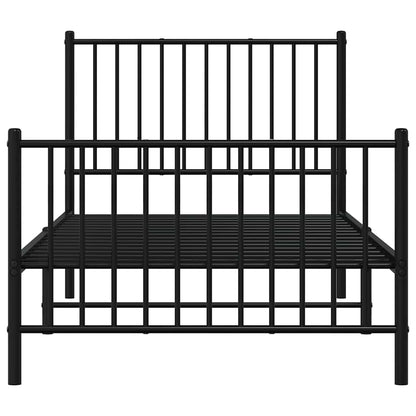 vidaXL Metal Bed Frame without Mattress with Footboard Black 90x190cm