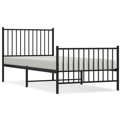 vidaXL Metal Bed Frame without Mattress with Footboard Black 90x200cm