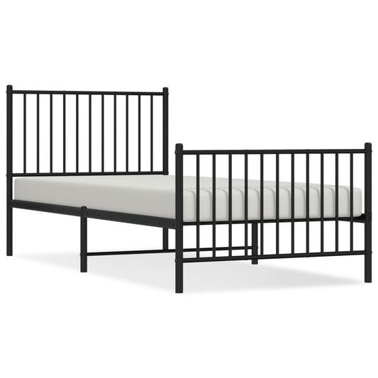 vidaXL Metal Bed Frame without Mattress with Footboard Black 90x200cm