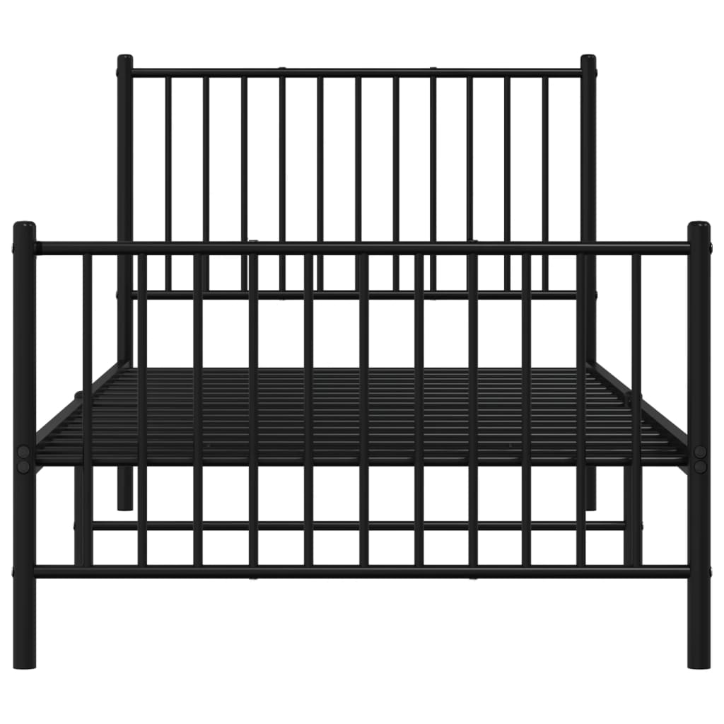 vidaXL Metal Bed Frame without Mattress with Footboard Black 90x200cm