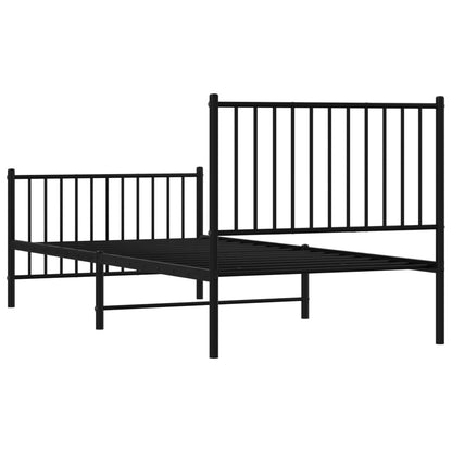 vidaXL Metal Bed Frame without Mattress with Footboard Black 90x200cm