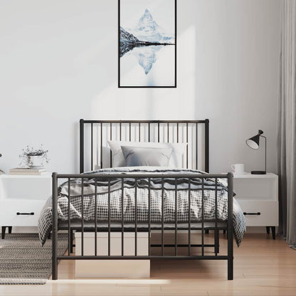 vidaXL Metal Bed Frame without Mattress with Footboard Black 100x200cm