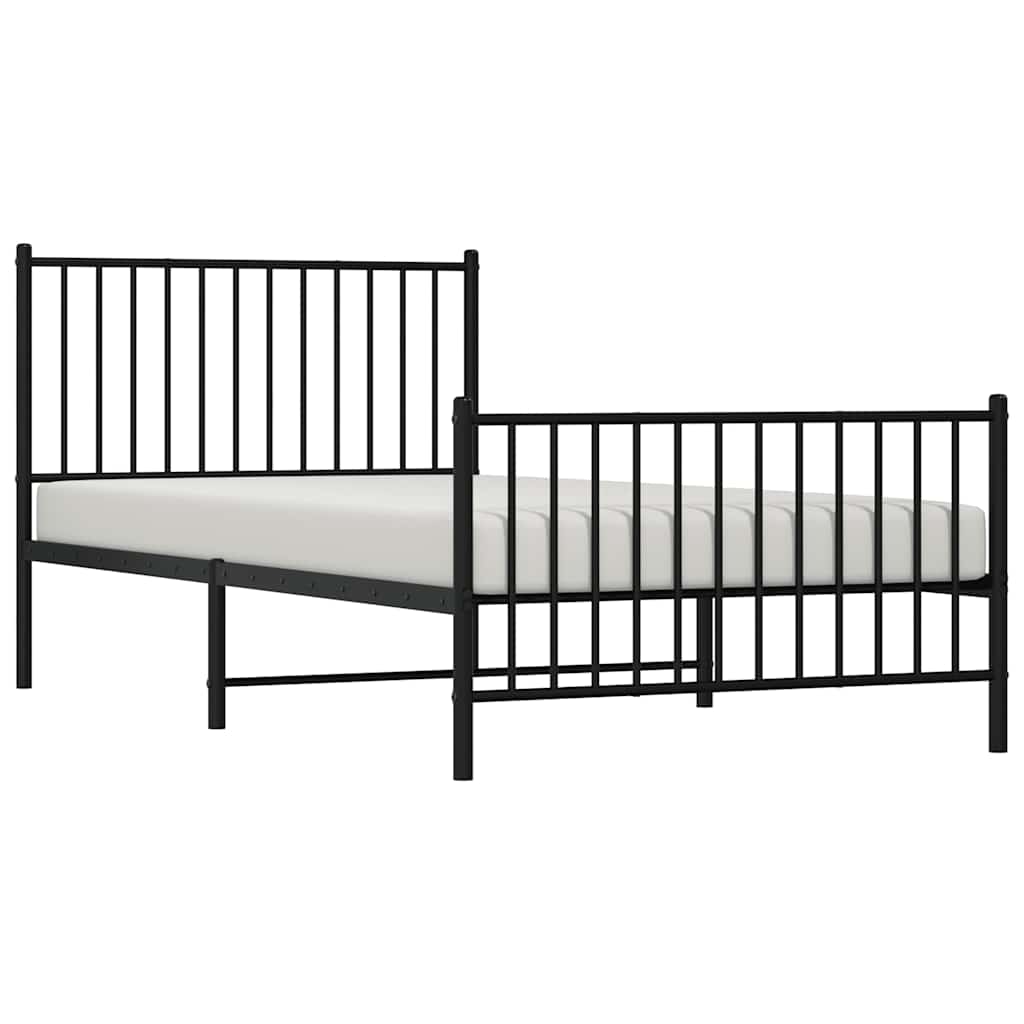 vidaXL Metal Bed Frame without Mattress with Footboard Black 100x200cm