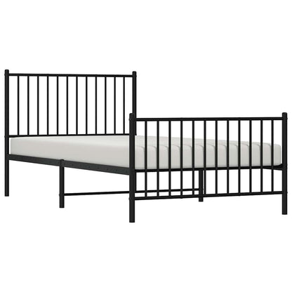 vidaXL Metal Bed Frame without Mattress with Footboard Black 100x200cm