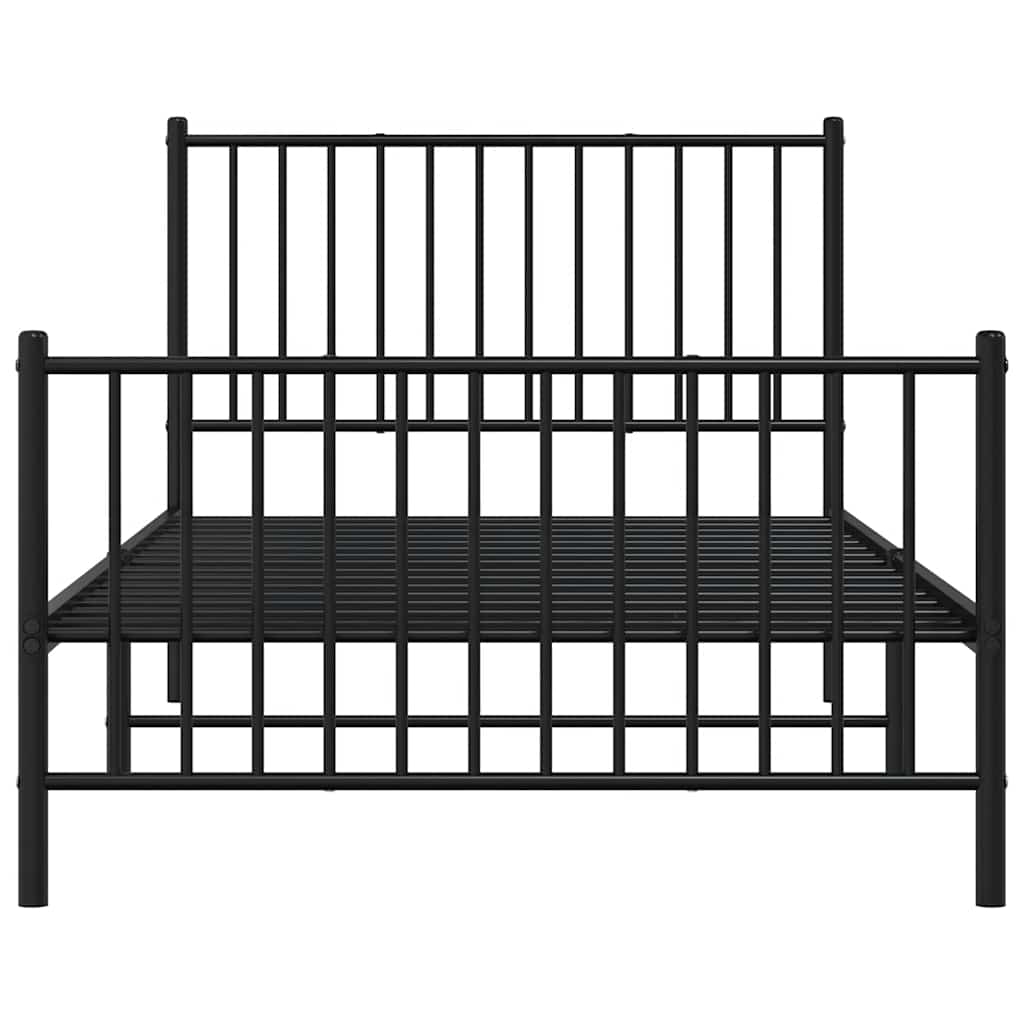 vidaXL Metal Bed Frame without Mattress with Footboard Black 100x200cm