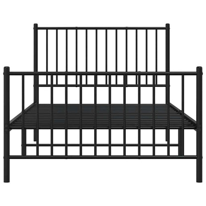 vidaXL Metal Bed Frame without Mattress with Footboard Black 100x200cm