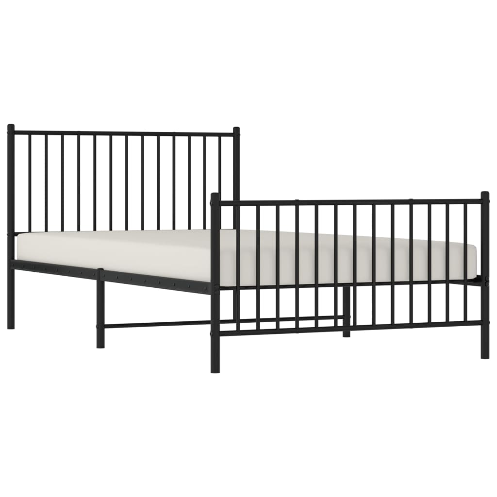 vidaXL Metal Bed Frame without Mattress with Footboard Black 107x203cm