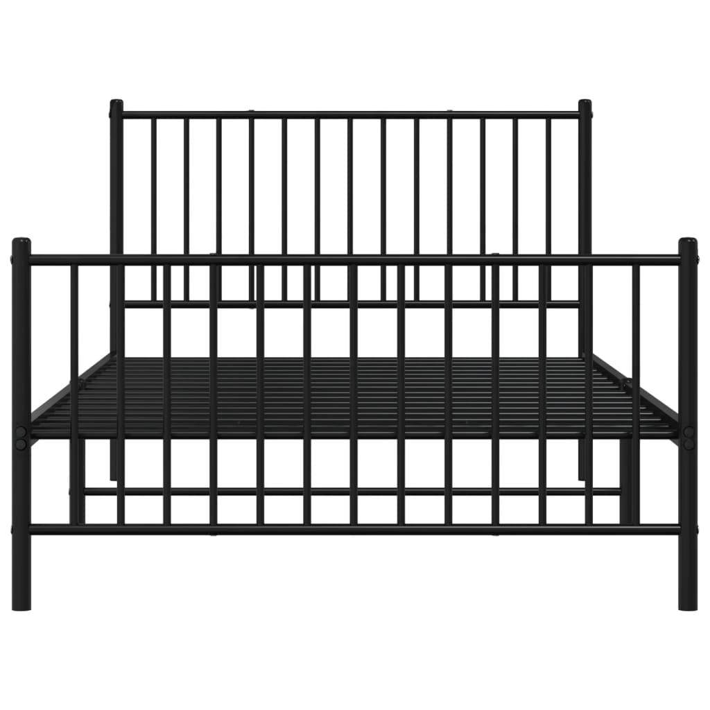 vidaXL Metal Bed Frame without Mattress with Footboard Black 107x203cm