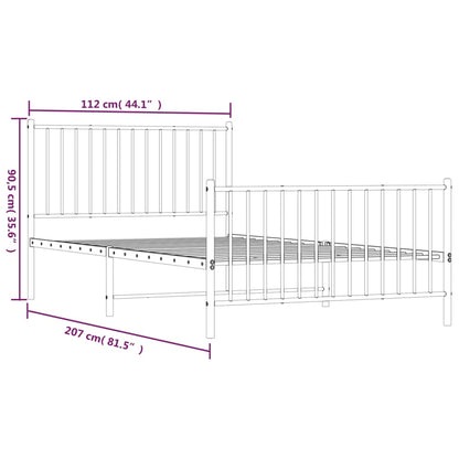 vidaXL Metal Bed Frame without Mattress with Footboard Black 107x203cm