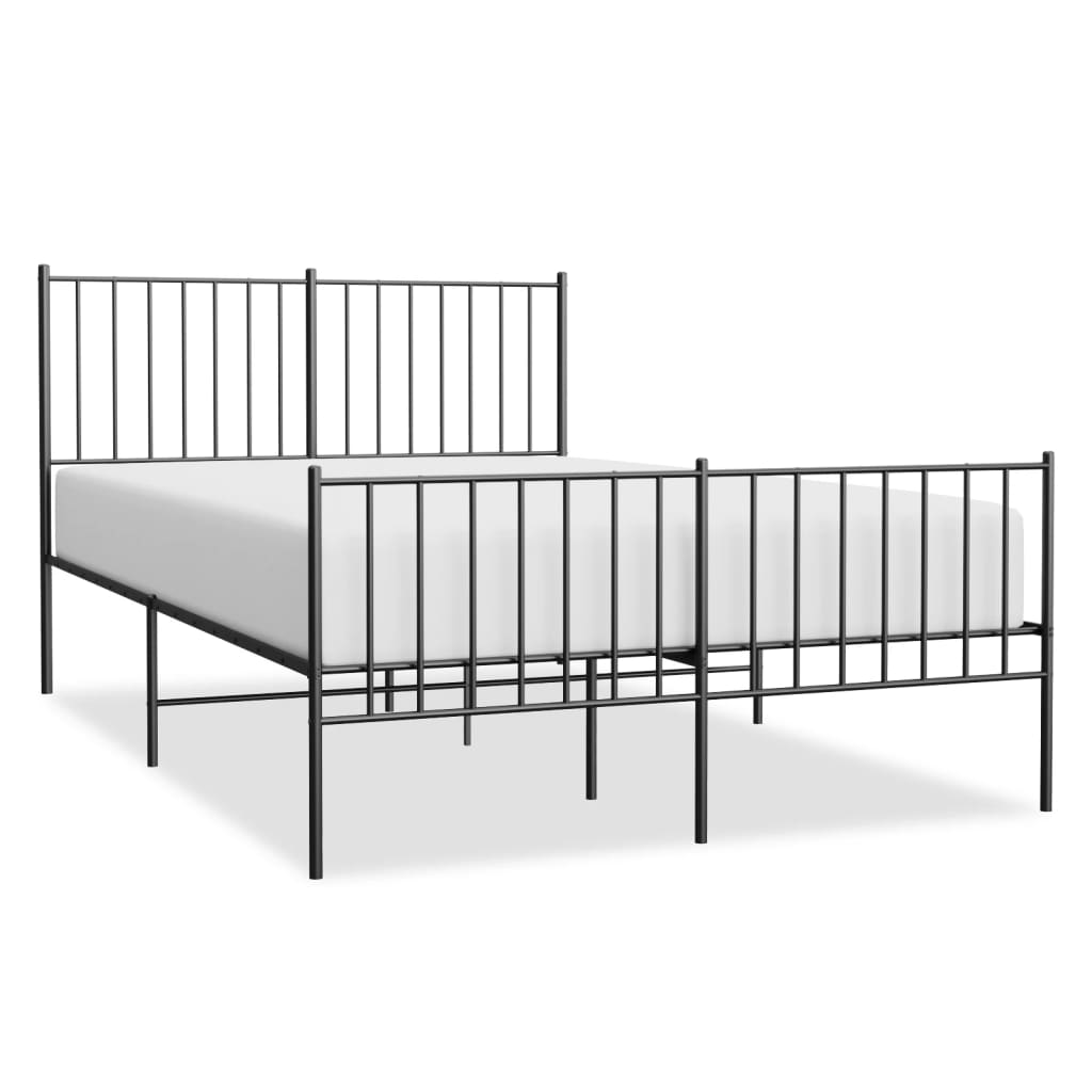 vidaXL Metal Bed Frame without Mattress with Footboard Black 120x190cm