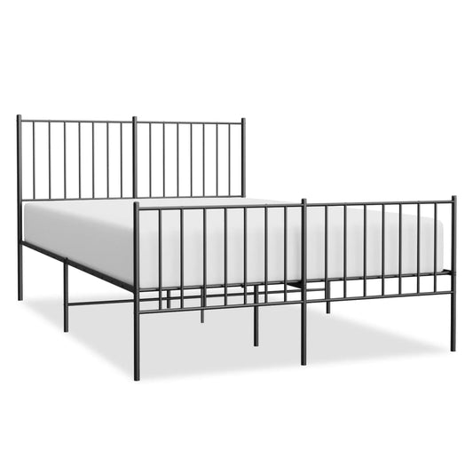 vidaXL Metal Bed Frame without Mattress with Footboard Black 120x190cm
