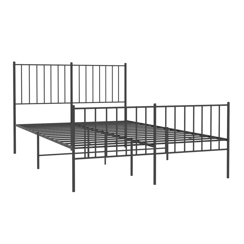 vidaXL Metal Bed Frame without Mattress with Footboard Black 120x190cm