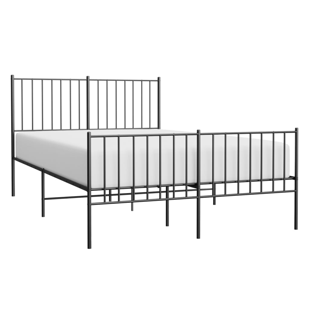 vidaXL Metal Bed Frame without Mattress with Footboard Black 120x190cm