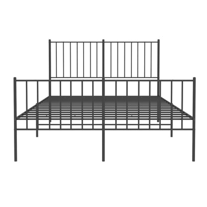 vidaXL Metal Bed Frame without Mattress with Footboard Black 120x190cm