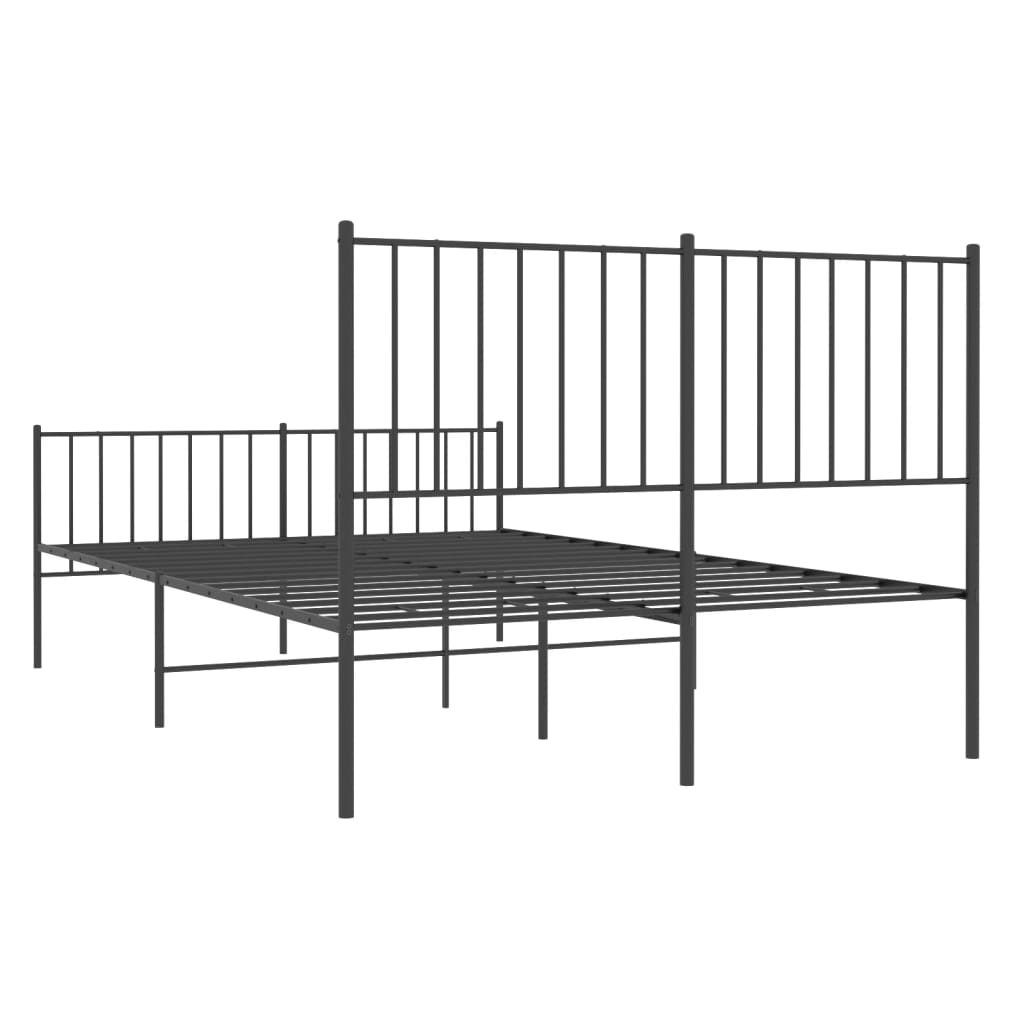 vidaXL Metal Bed Frame without Mattress with Footboard Black 120x190cm