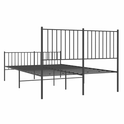 vidaXL Metal Bed Frame without Mattress with Footboard Black 135x190cm