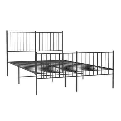 vidaXL Metal Bed Frame without Mattress with Footboard Black 140x190cm