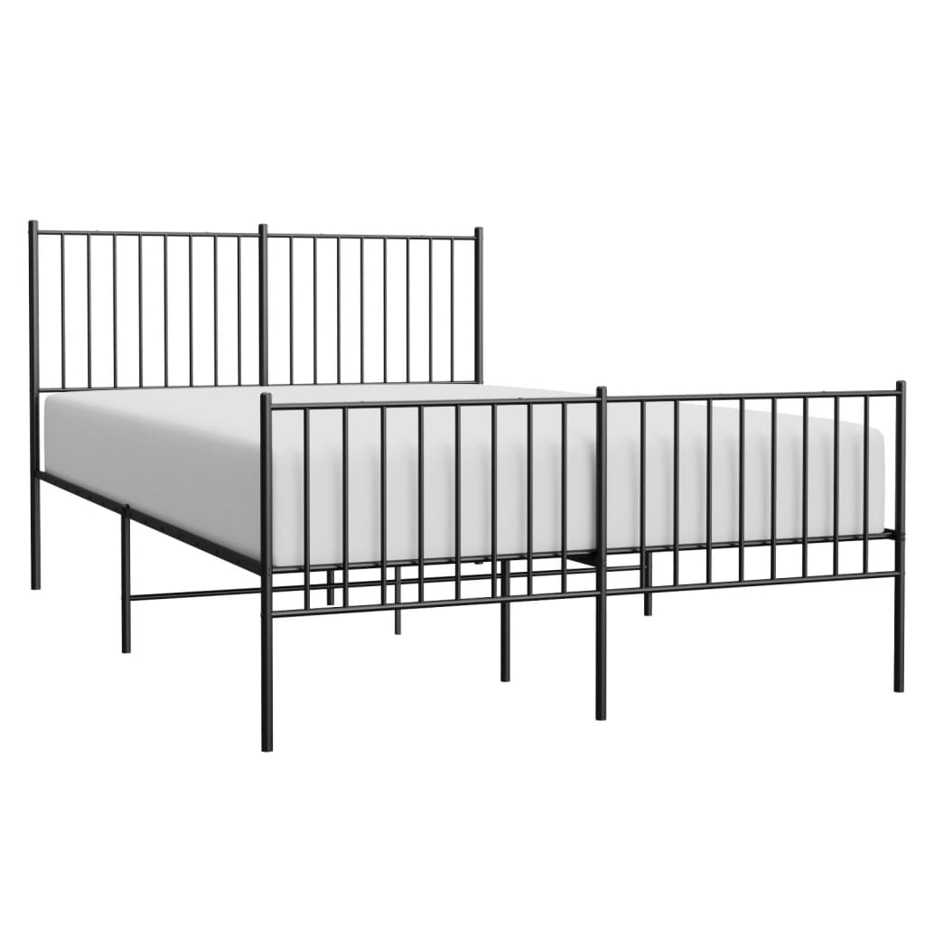 vidaXL Metal Bed Frame without Mattress with Footboard Black 140x190cm
